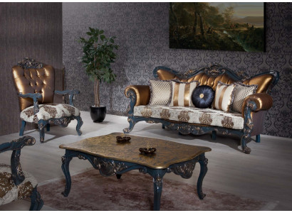 Meubles de style wilhelmien Ensemble de canapés classiques Chesterfield 3+1+ table