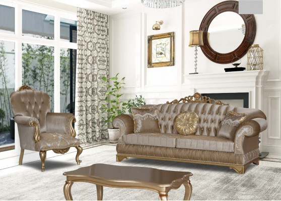 Conception Chesterfield 3+1 Place Table basse Canapé en textile Fauteuil Rembourrage Canapé Canapés