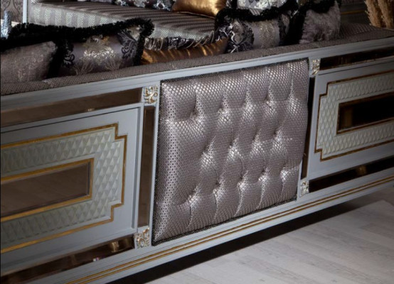Canapé design moderne de luxe 3 places en bois Mobilier Tissu Gris neuf