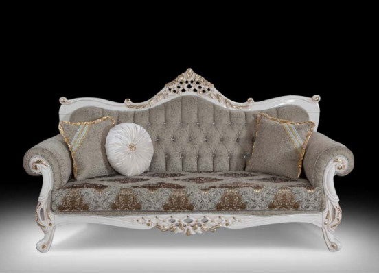 Canapé classique avec design Chesterfield pour le salon Intérieur gris.