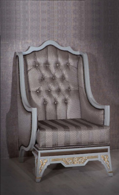 Fauteuil classique de luxe en tissu gris Design 1 place Rembourrage Siège unique Mobilier neuf