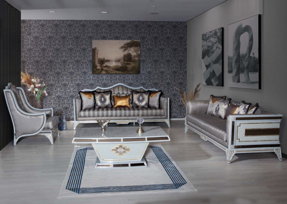 Fauteuil classique de luxe en tissu gris Design 1 place Rembourrage Siège unique Mobilier neuf