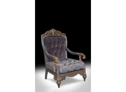Fauteuil r classique élégant avec motifs décoratifs dans un design Chesterfield