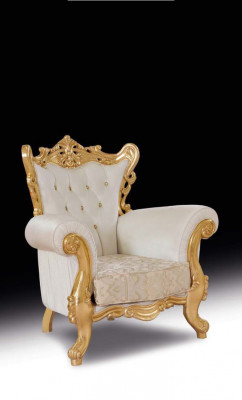 Fauteuil Chesterfield Canapé Blanc 1 Place Bois Tissu Canapés Rembourrage Neuf