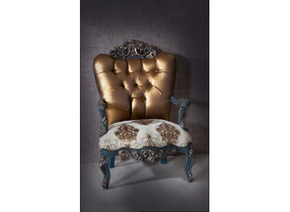 Fauteuil de design Chesterfield avec dossier doré pour salon