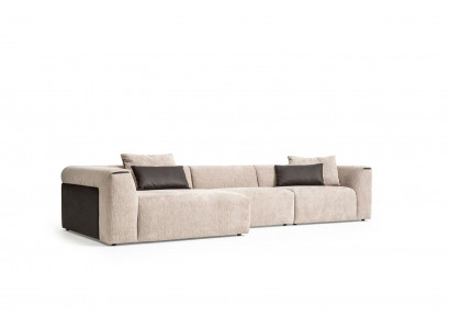 Moderne beige Ecke Wohnbereich Luxus-Ecksofa gepolsterte Couches modern neu