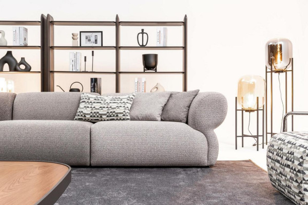 Canapé moderne gris cinq places pour le salon, meuble rembourré style canapé