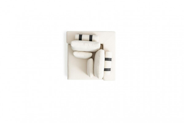 Canapé rembourré blanc, canapé moderne, trois places, meuble en textile, cadre en bois