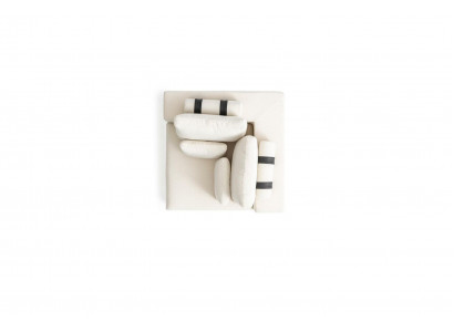 Canapé rembourré blanc, canapé moderne, trois places, meuble en textile, cadre en bois