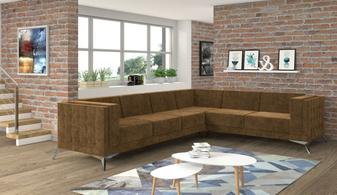Canapé d'angle moderne en tissu canapé en L rembourré suite d'angle paysage de vie canapé sofa