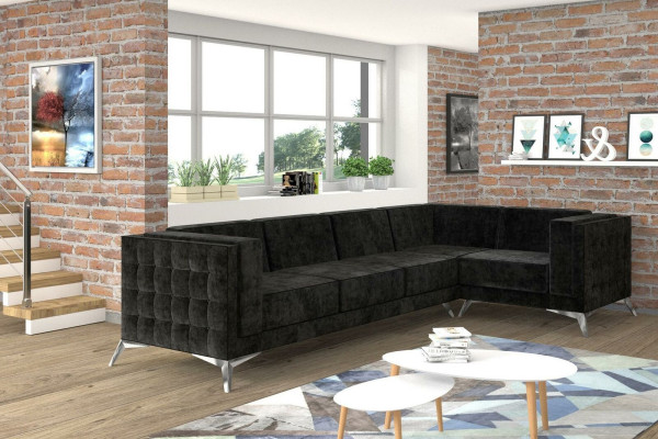 Canapé d'angle Chesterfield L-forme en tissu Design Canapé Rembourrage Siège Canapé d'angle en tissu nouveau