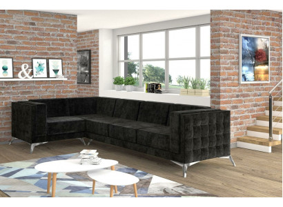 Canapé d'angle Chesterfield L-forme en tissu Design Canapé Rembourrage Siège Canapé d'angle en tissu nouveau