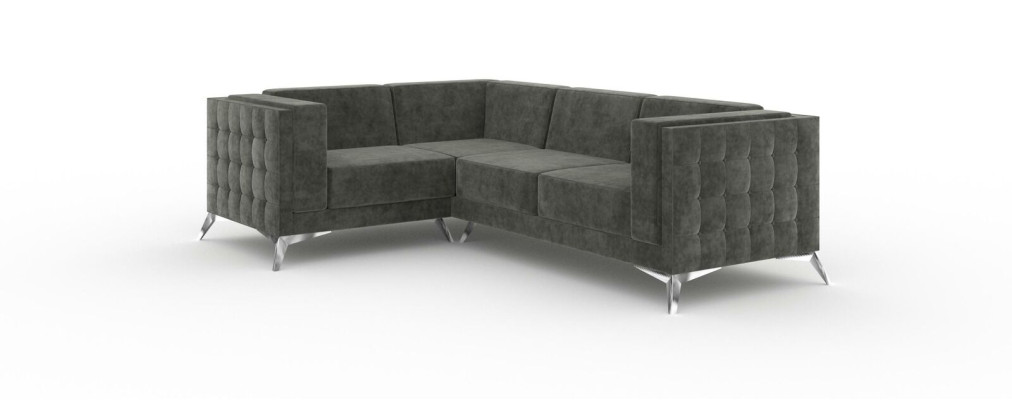 Canapé d'angle Chesterfield en forme de L en tissu, design de canapé rembourré, siège en tissu de canapé d'angle nouveau
