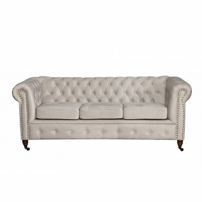 Canapé Chesterfield 3+2+1 places + Tabouret Canapé en cuir et textile
