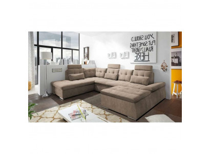 Fonction lit Canapé d'angle Forme U Canapé Canapé design Revêtement textile Moderne