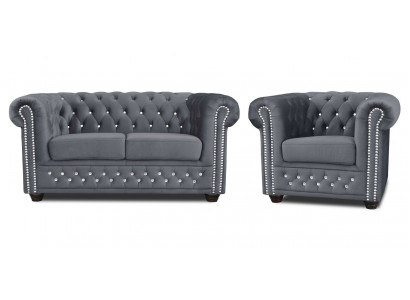 Canapé Chesterfield ensemble 2+1 places Canapé design Tissu Canapé Ensemble Suite neuf