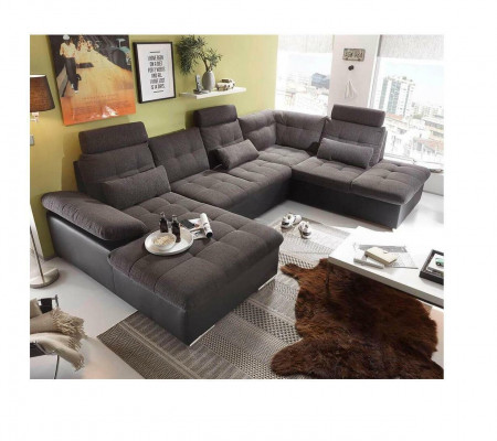 Canapé d'angle en U Canapé Paysage de vie Suite avec fonction lit Design Rembourrage