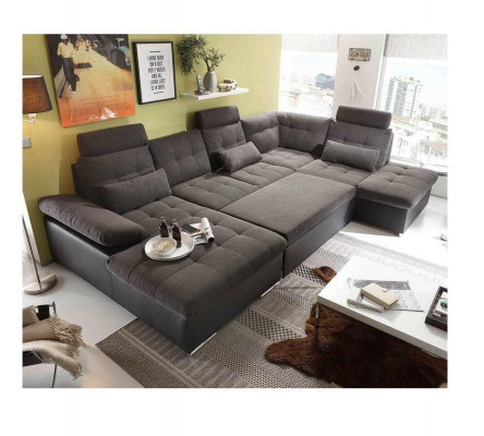 Canapé d'angle en U Canapé Paysage de vie Suite avec fonction lit Design Rembourrage