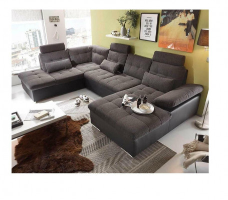 Canapé d'angle en U Canapé Paysage de vie Suite avec fonction lit Design Rembourrage