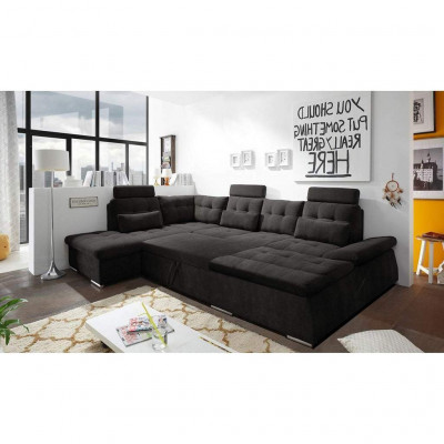 Canapé d'angle en forme de U, design de canapé, rembourrage, textile moderne, base de lit, fonction lit.