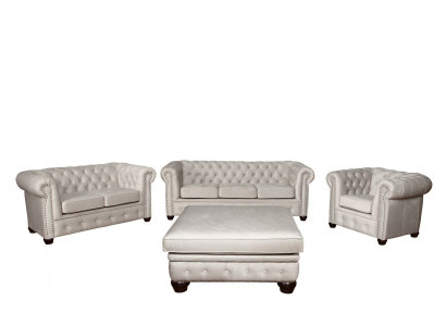 Canapé Chesterfield 3+1+1 places Ensemble de canapés design Suite de canapés capitonné