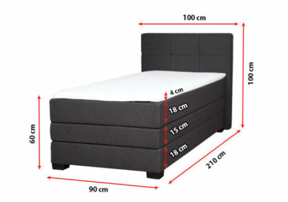 Lit Boxspring Lits d'hôtel 90x200cm Base de lit complète incl. Surmatelas