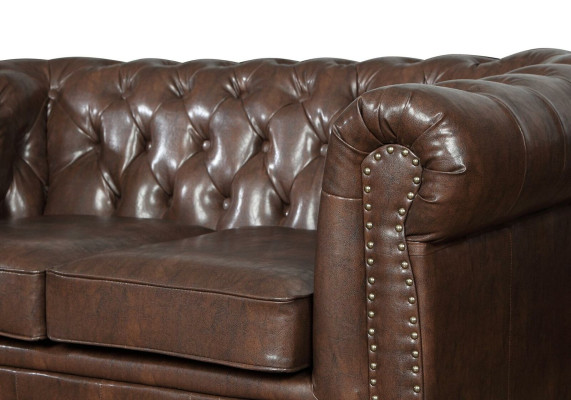 Canapé en cuir ensemble de canapés set 3+2 places design Chesterfield