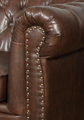 Canapé en cuir ensemble de canapés set 3+2 places design Chesterfield