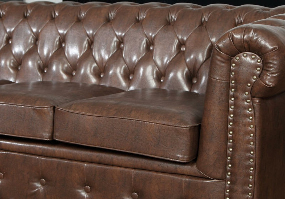 Canapé en cuir ensemble de canapés set 3+2 places design Chesterfield