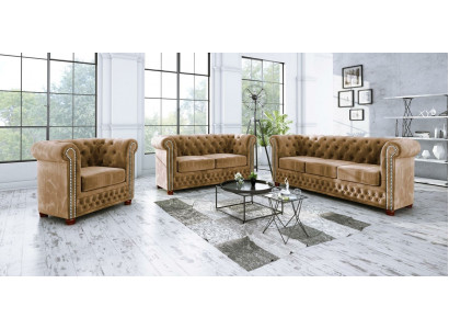 Canapé Chesterfield ensemble de canapés 3 places + 2 places Assise Canapé Suite Canapés