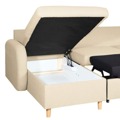 Canapé d'angle Canapé Rembourrage Canapé Paysage vivant Forme en U Fonction lit Textile Tissu