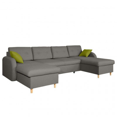 Canapé d'angle design en forme de U avec fonction lit en cuir et textile Canapés Convertible