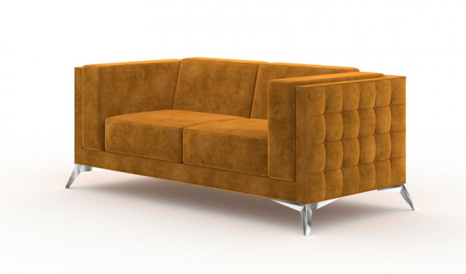 Canapé Chesterfield 2 places en tissu.