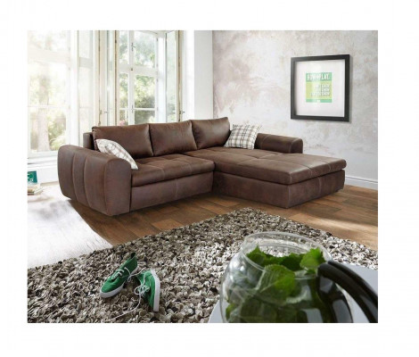 Grand canapé canapé coin canapé vintage xxl Rembourrage d'angle Suite d'angle Tissu Paysage de vie