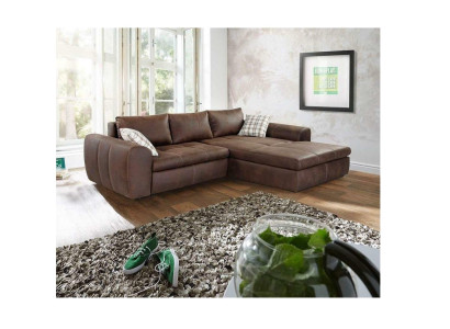 Grand canapé canapé coin canapé vintage xxl Rembourrage d'angle Suite d'angle Tissu Paysage de vie
