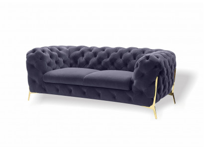 Canapé design en velours Chesterfield 2 places en velours Textile Suite Pieds dorés