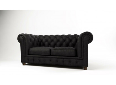 Canapé Chesterfield 2 places en cuir rembourré pour salon