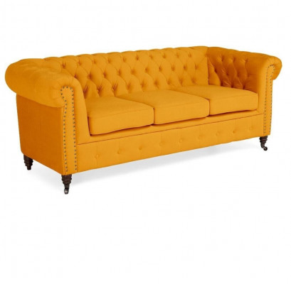Mobilier classique Chesterfield Canapé trois places Canapé textile Design élégant Orange