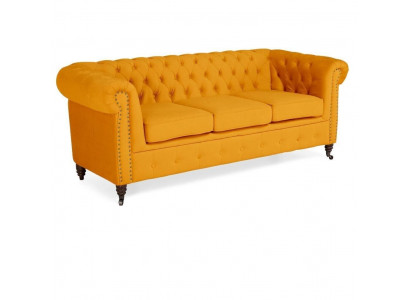 Mobilier classique Chesterfield Canapé trois places Canapé textile Design élégant Orange