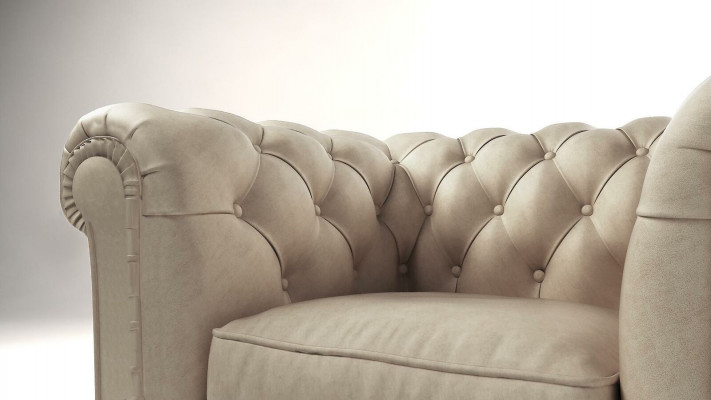 Élégant fauteuil TV Chesterfield avec revêtement en tissu pour salon club.