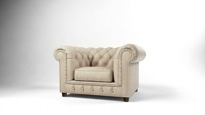 Élégant fauteuil TV Chesterfield avec revêtement en tissu pour salon club.
