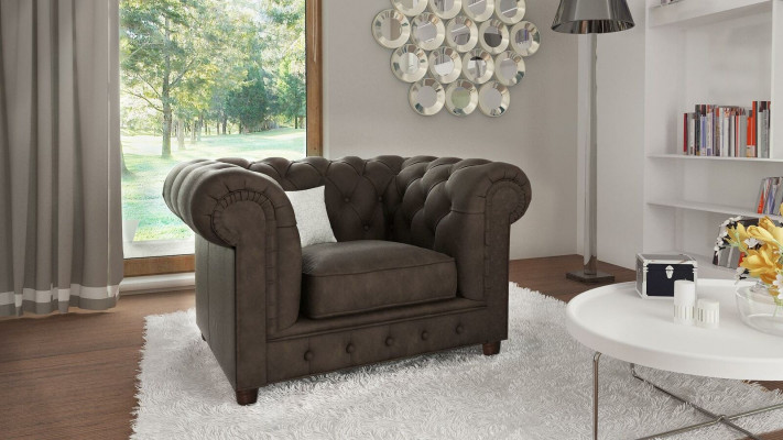 Fauteuil TV Siège Club Lounge Textile Cuir Design Élégant Chesterfield