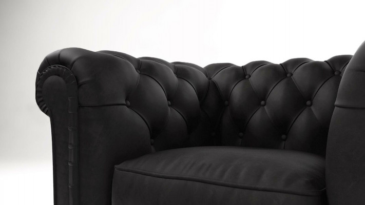 Élégante chaise Chesterfield avec un revêtement en tissu pour la télévision, le salon et le club.