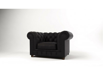 Élégante chaise Chesterfield avec un revêtement en tissu pour la télévision, le salon et le club.