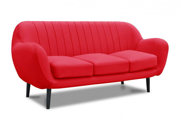 Trois places Canapé Tissu Design Canapé 3 places Salon Rouge Canapé de Luxe