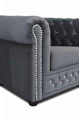 Chesterfield Canapé en tissu 2 places Canapé en tissu noir deux places neuf