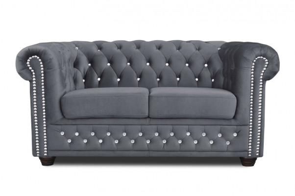 Chesterfield Canapé en tissu 2 places Canapé en tissu noir deux places neuf