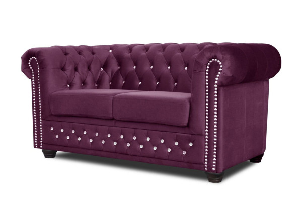 Chesterfield Tissu Canapé Revêtement Canapés en Tissu 2 Places Canapés Violets Deux Places