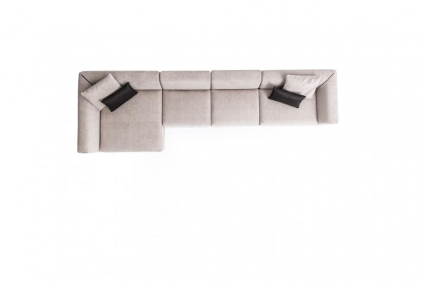 Canapé d'angle beige en forme de L pour salon en tissu design moderne