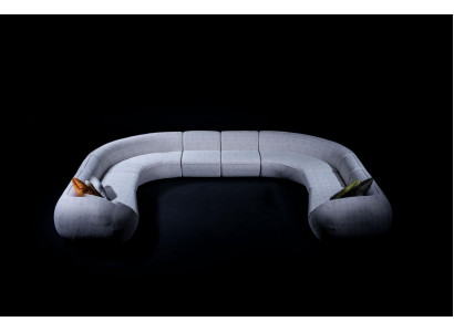 Villas Sofa Canapé d'angle Canapé en L-forme Design Canapé rembourré Style Textile Paysage de vie Gris